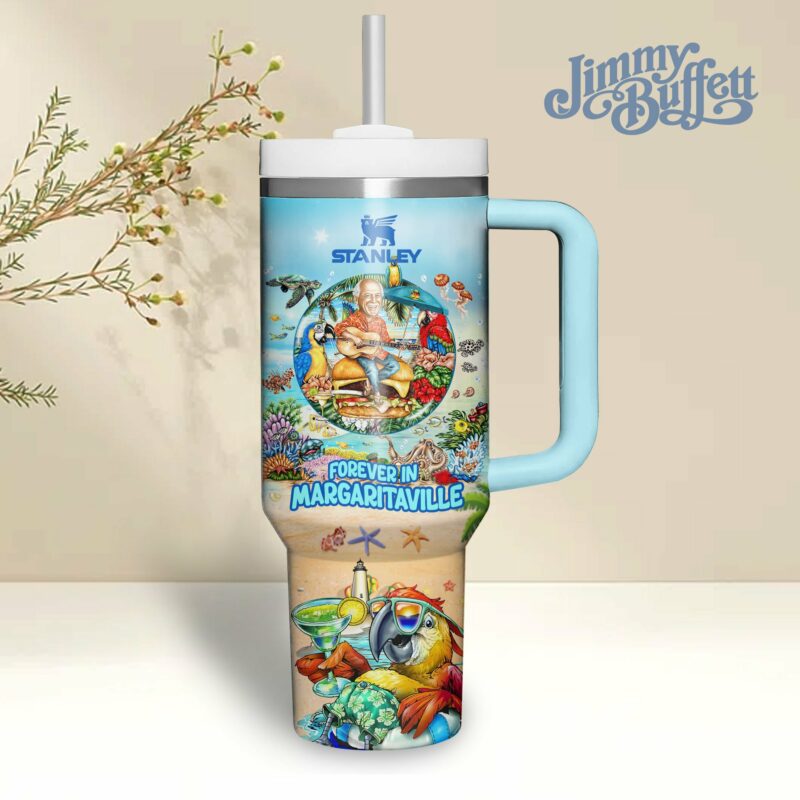 Jimmy Buffett Music Custom Stanley Quencher 40oz Stainless Steel Tumbler With Handle - Threewoofs - Image 2