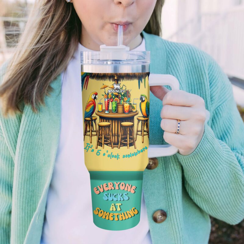 Jimmy Buffett Music Custom Stanley Quencher 40oz Stainless Steel Tumbler With Handle - Threewoofs - Image 5