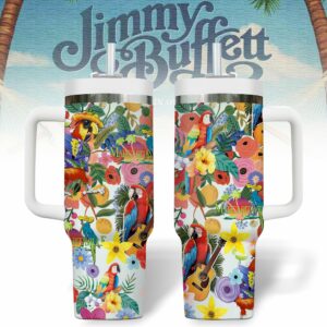 Jimmy Buffett Music Custom Stanley Quencher 40oz Stainless Steel Tumbler With Handle - Threewoofs
