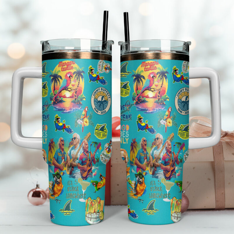 Jimmy Buffett Music Custom Stanley Quencher 40oz Stainless Steel Tumbler With Handle - Threewoofs - Image 4