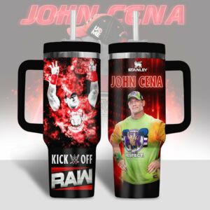 John Cena WWE Sports Custom Stanley Quencher 40oz Stainless Steel Tumbler With Handle - Threewoofs