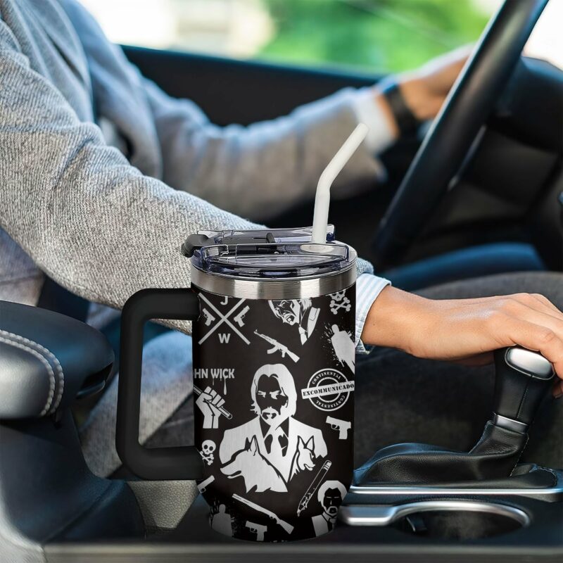 John Wick Movies Custom Stanley Quencher 40oz Stainless Steel Tumbler With Handle - Threewoofs - Image 5
