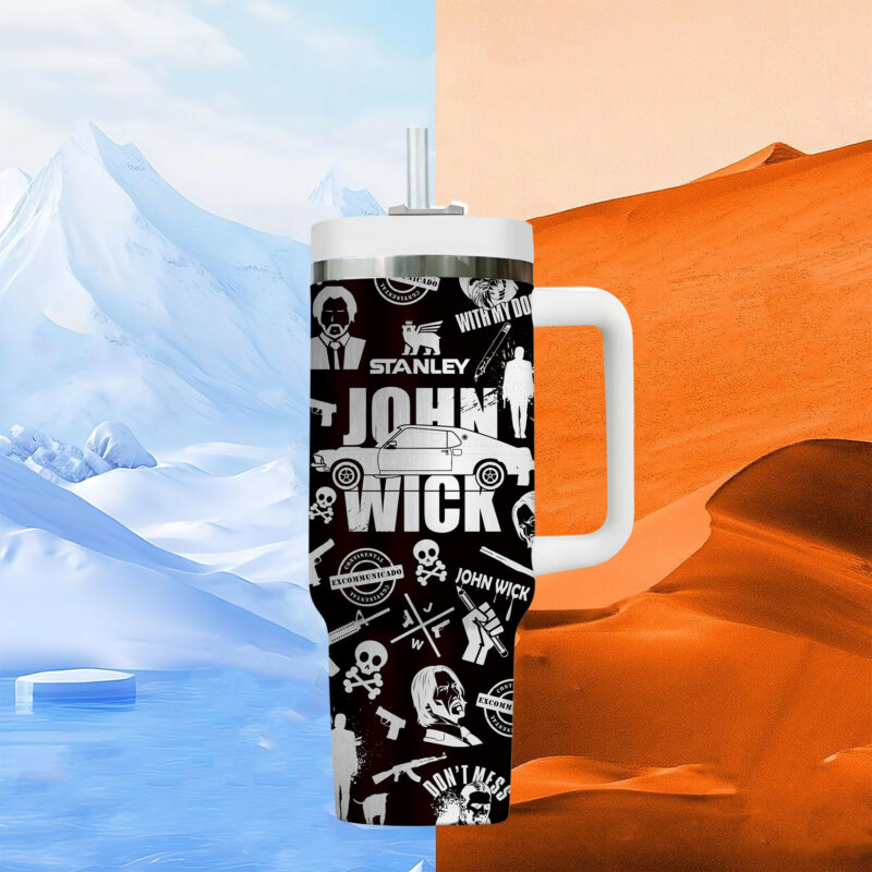 John Wick Movies Custom Stanley Quencher 40oz Stainless Steel Tumbler With Handle - Threewoofs - Image 7
