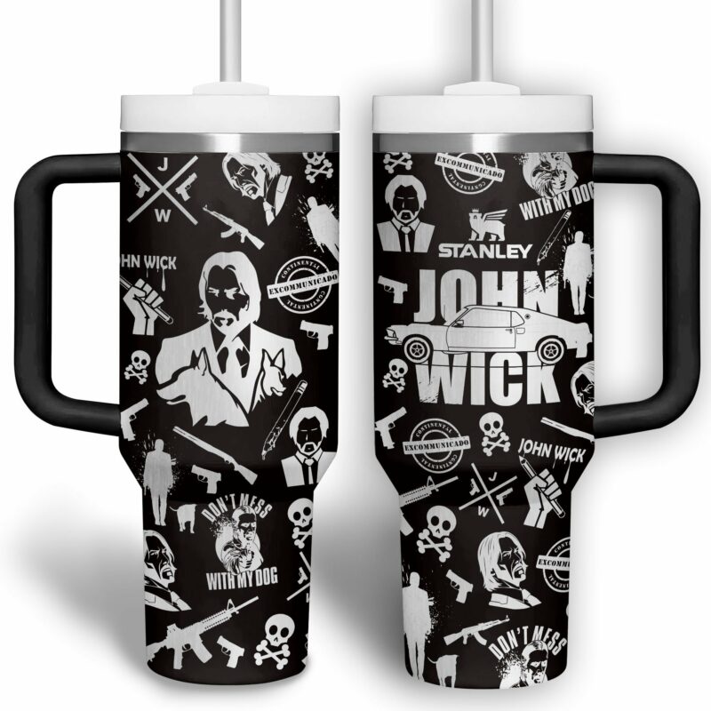 John Wick Movies Custom Stanley Quencher 40oz Stainless Steel Tumbler With Handle - Threewoofs - Image 2