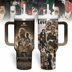 Johnny Depp Actor  Custom Stanley Quencher 40oz Stainless Steel Tumbler With Handle - Threewoofs