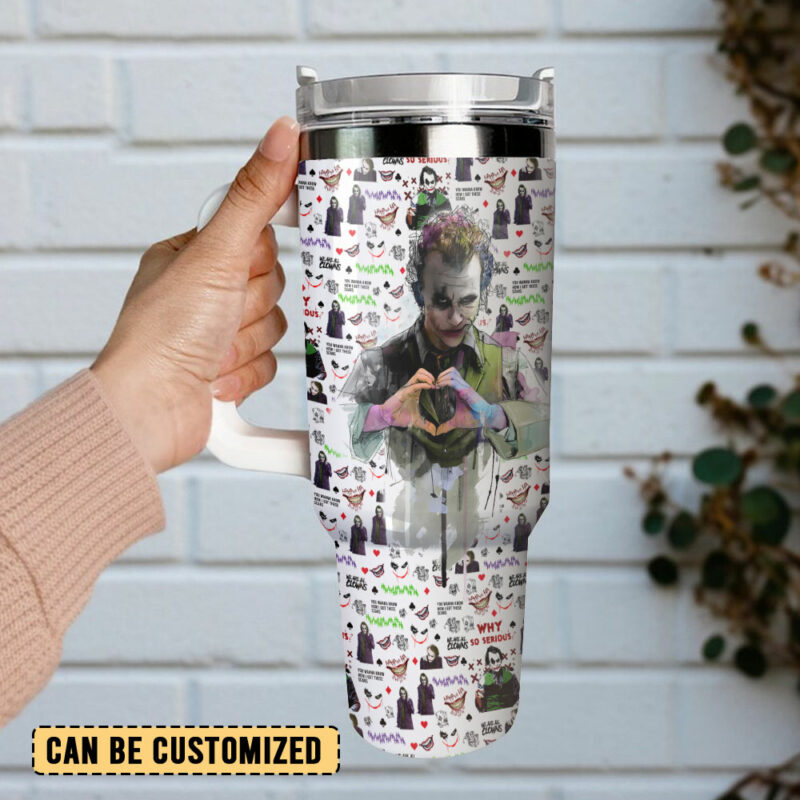 Joker Movies Custom Stanley Quencher 40oz Stainless Steel Tumbler With Handle - Threewoofs - Image 3