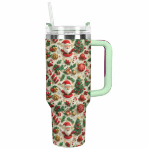Jolly Christmas Santa Custom Stanley Quencher 40oz Stainless Steel Tumbler With Handle - Threewoofs