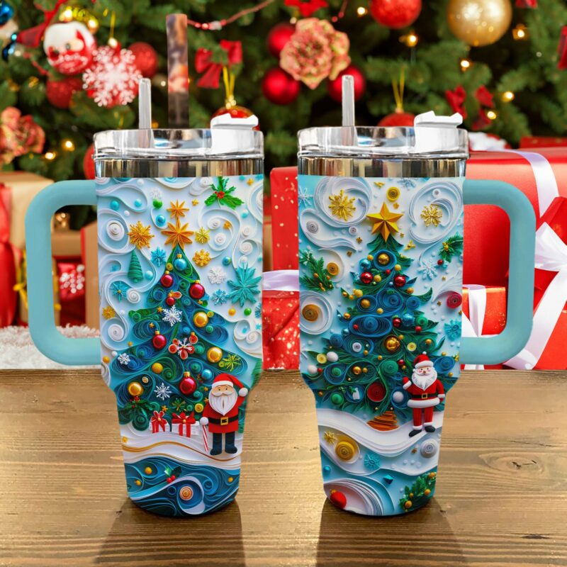 Jolly Tree Cheer Christmas Custom Stanley Quencher 40oz Stainless Steel Tumbler With Handle - Threewoofs - Image 2