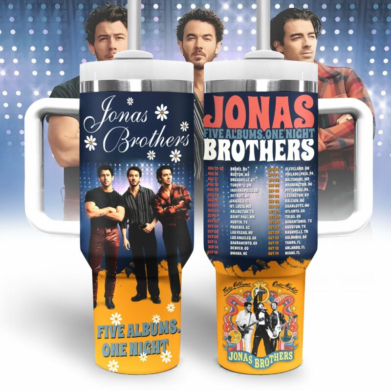 Jonas Brothers Music Custom Stanley Quencher 40oz Stainless Steel Tumbler With Handle - Threewoofs