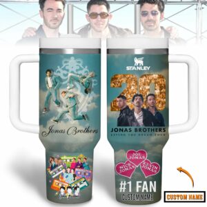 Jonas Brothers Music Custom Stanley Quencher 40oz Stainless Steel Tumbler With Handle - Threewoofs