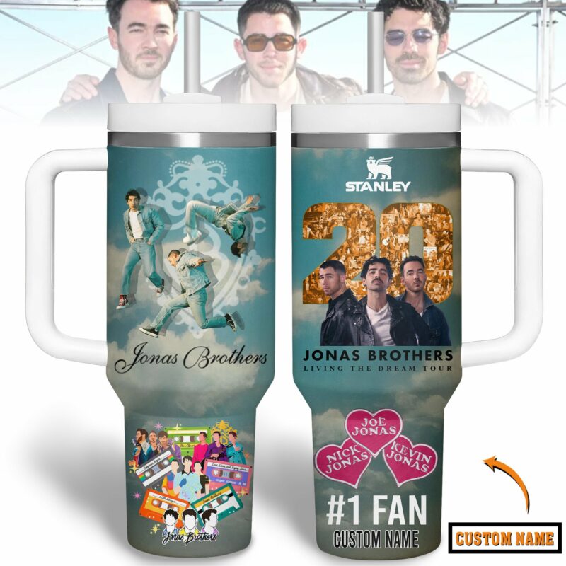 Jonas Brothers Music Custom Stanley Quencher 40oz Stainless Steel Tumbler With Handle - Threewoofs