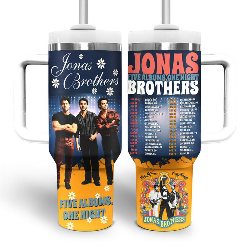 Jonas Brothers Music Custom Stanley Quencher 40oz Stainless Steel Tumbler With Handle - Threewoofs - Image 3