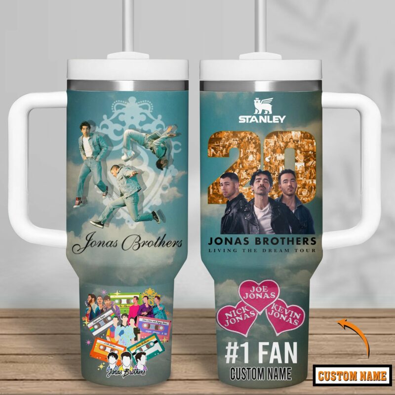 Jonas Brothers Music Custom Stanley Quencher 40oz Stainless Steel Tumbler With Handle - Threewoofs - Image 2