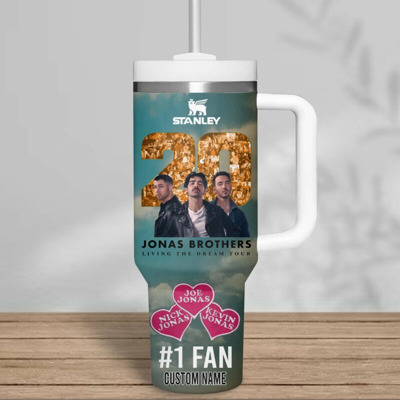 Jonas Brothers Music Custom Stanley Quencher 40oz Stainless Steel Tumbler With Handle - Threewoofs - Image 3