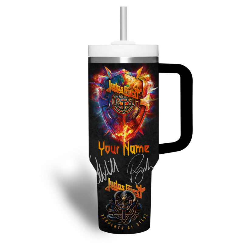 Judas Priest Music Custom Stanley Quencher 40oz Stainless Steel Tumbler With Handle - Threewoofs - Image 3