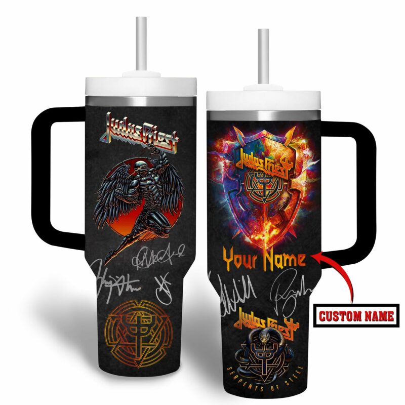 Judas Priest Music Custom Stanley Quencher 40oz Stainless Steel Tumbler With Handle - Threewoofs