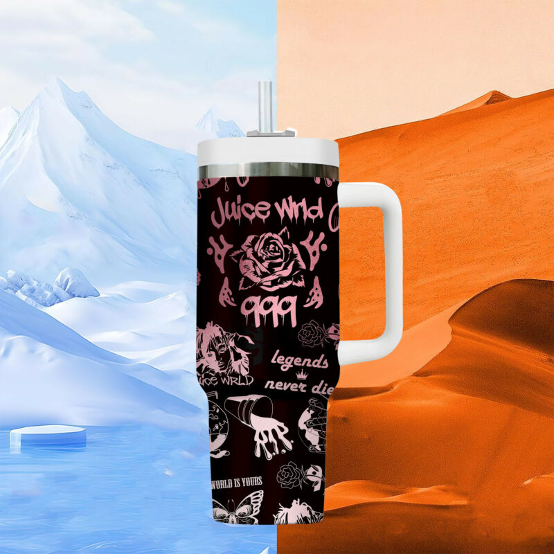 Juice Wrld Music Custom Stanley Quencher 40oz Stainless Steel Tumbler With Handle - Threewoofs - Image 6