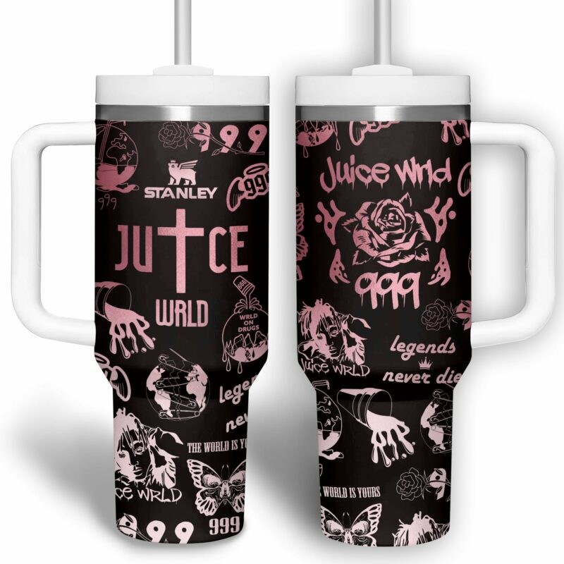 Juice Wrld Music Custom Stanley Quencher 40oz Stainless Steel Tumbler With Handle - Threewoofs - Image 2