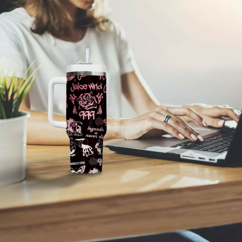 Juice Wrld Music Custom Stanley Quencher 40oz Stainless Steel Tumbler With Handle - Threewoofs - Image 3