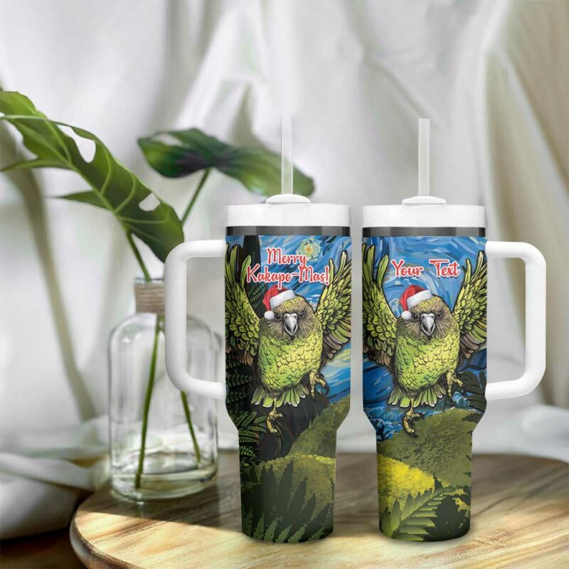 Jumping Kakapo Christmas New Zealand Fern Starry Night Custom Stanley Quencher 40oz Stainless Steel Tumbler With Handle - Threewoofs - Image 9