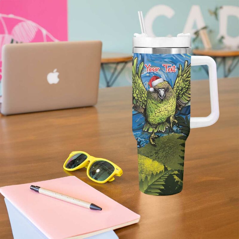 Jumping Kakapo Christmas New Zealand Fern Starry Night Custom Stanley Quencher 40oz Stainless Steel Tumbler With Handle - Threewoofs - Image 5