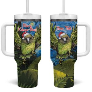 Jumping Kakapo Christmas New Zealand Fern Starry Night Custom Stanley Quencher 40oz Stainless Steel Tumbler With Handle - Threewoofs