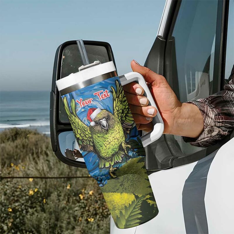 Jumping Kakapo Christmas New Zealand Fern Starry Night Custom Stanley Quencher 40oz Stainless Steel Tumbler With Handle - Threewoofs - Image 7