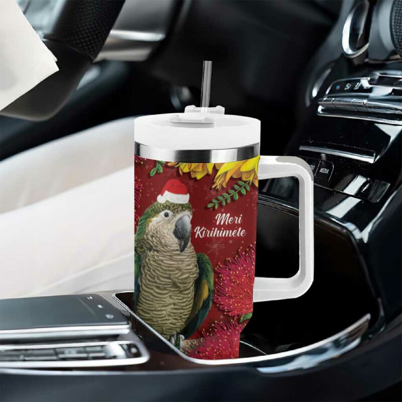 Kakapo Bird New Zealand Floral Christmas Custom Stanley Quencher 40oz Stainless Steel Tumbler With Handle - Threewoofs - Image 8