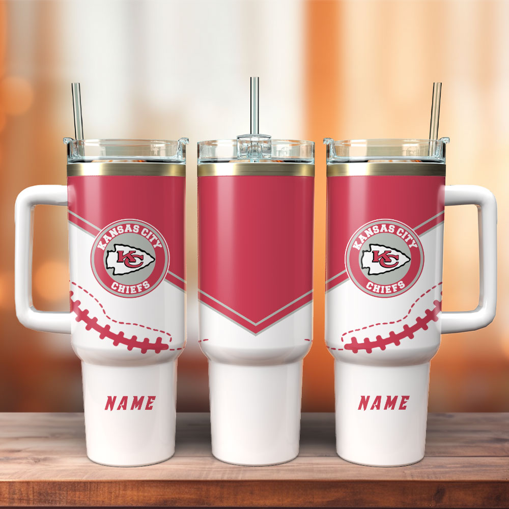 Kansas City Chiefs Personalized Tumbler with Handle - Custom Name NFL Fan Gift