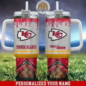 Customizable Kansas City Football Tumbler with Straw - Personalized NFL Fan Gift