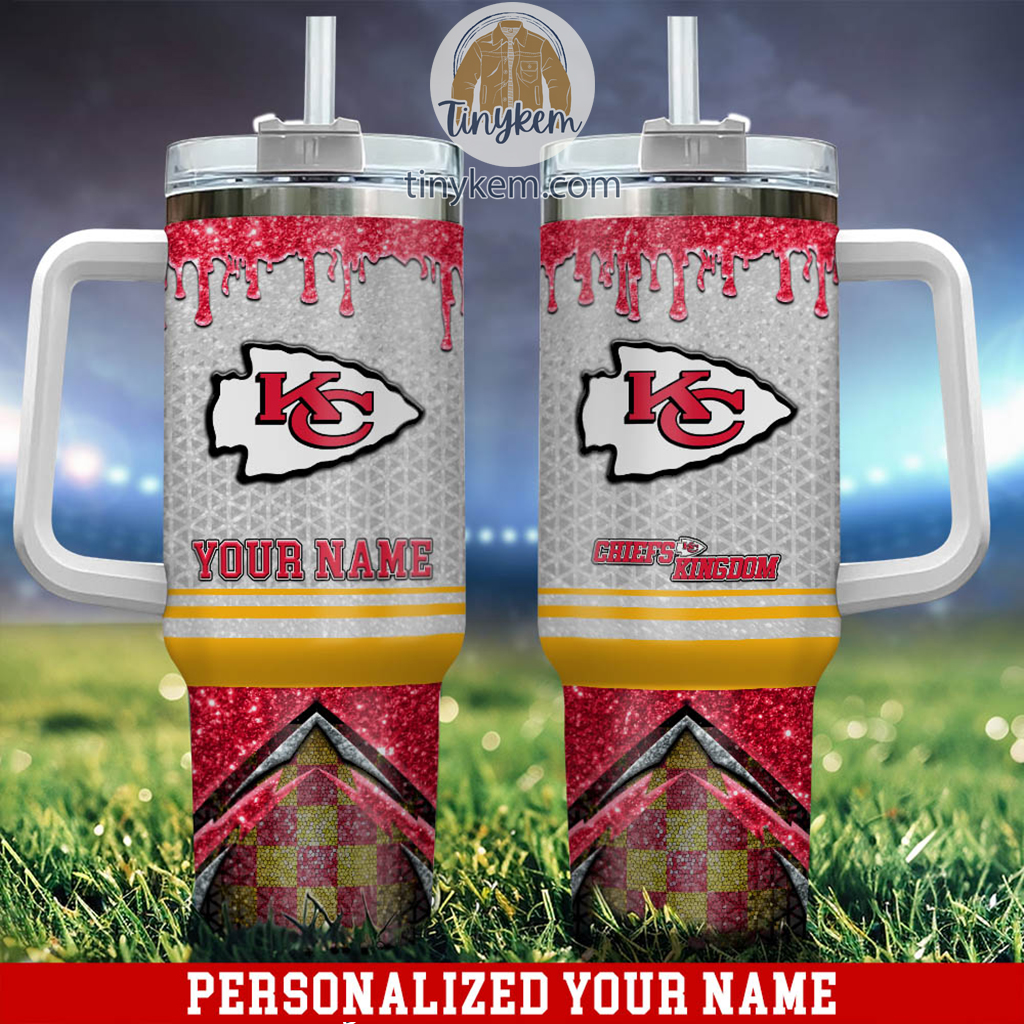 Customizable Kansas City Football Tumbler with Straw - Personalized NFL Fan Gift
