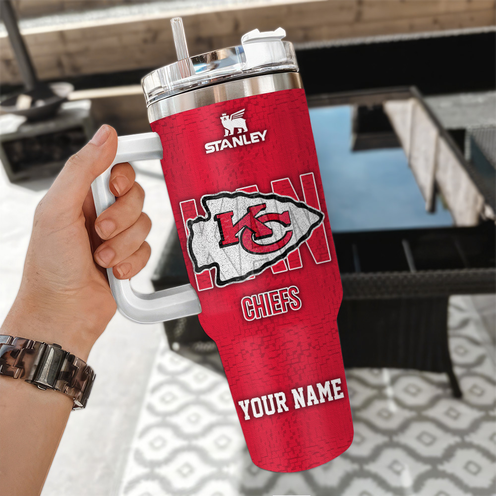 Personalized Kansas City Chiefs Tumbler with Handle - Custom Name Option - Image 3