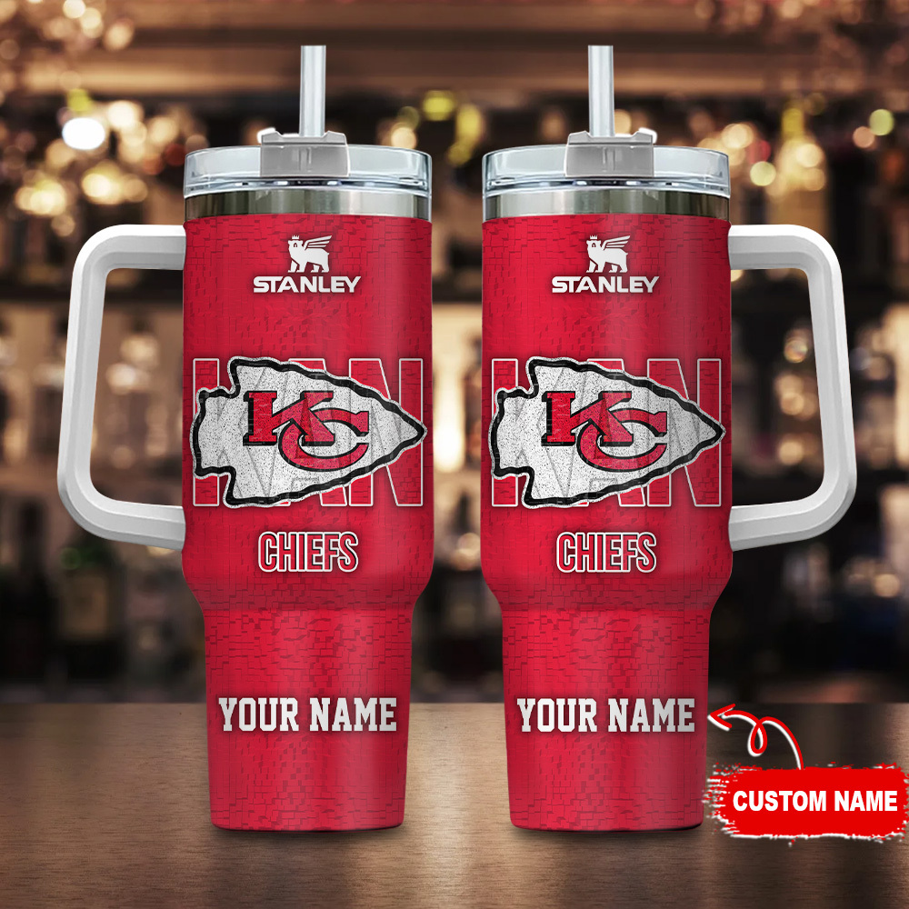 Personalized Kansas City Chiefs Tumbler with Handle - Custom Name Option