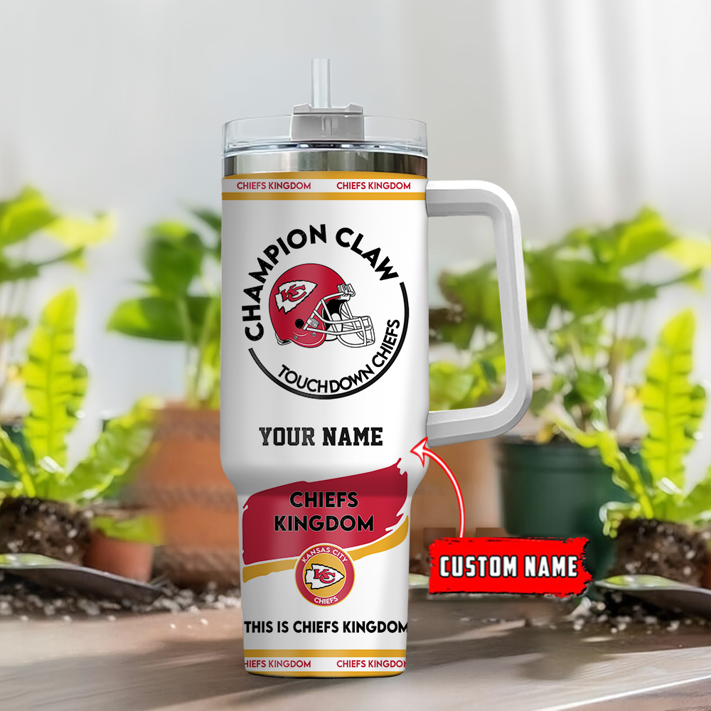 Custom Chiefs Kingdom Tumbler with Handle - Show Your Team Pride! - Image 2