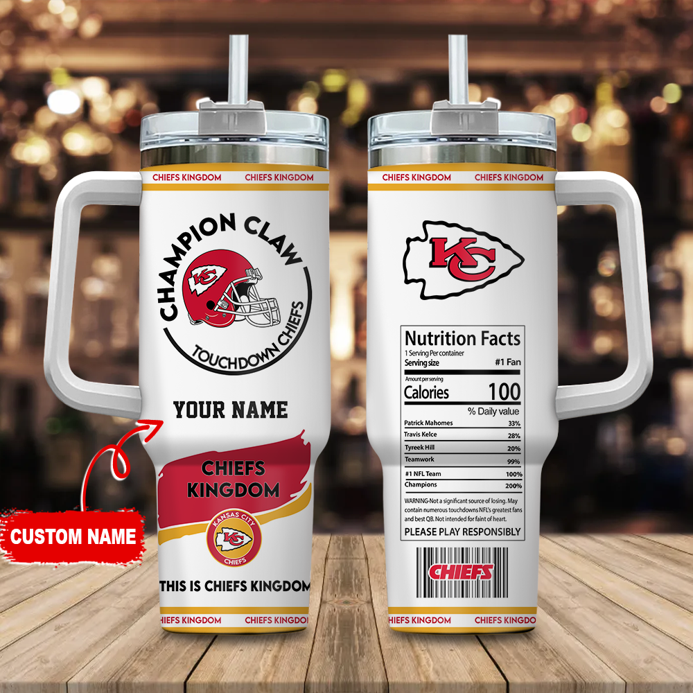 Custom Chiefs Kingdom Tumbler with Handle - Show Your Team Pride!