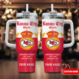 Custom Kansas City Chiefs Tumbler with Handle - Personalized NFL Fan Gift