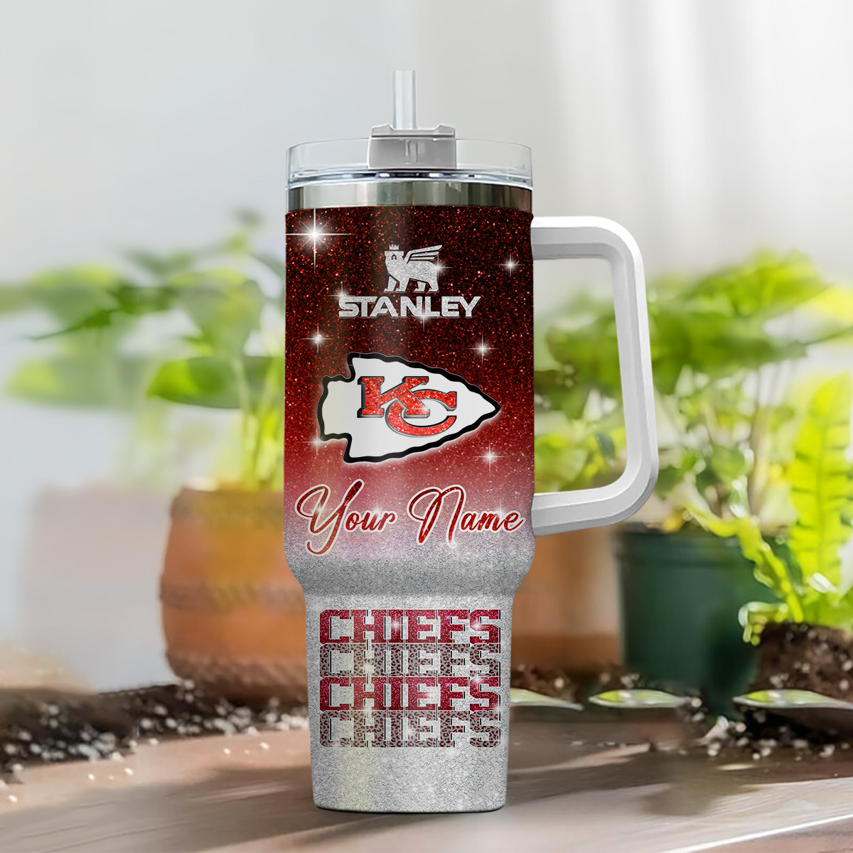 Customizable Kansas City Chiefs Stanley Tumbler with Handle - Personalized Fan Gift - Image 2