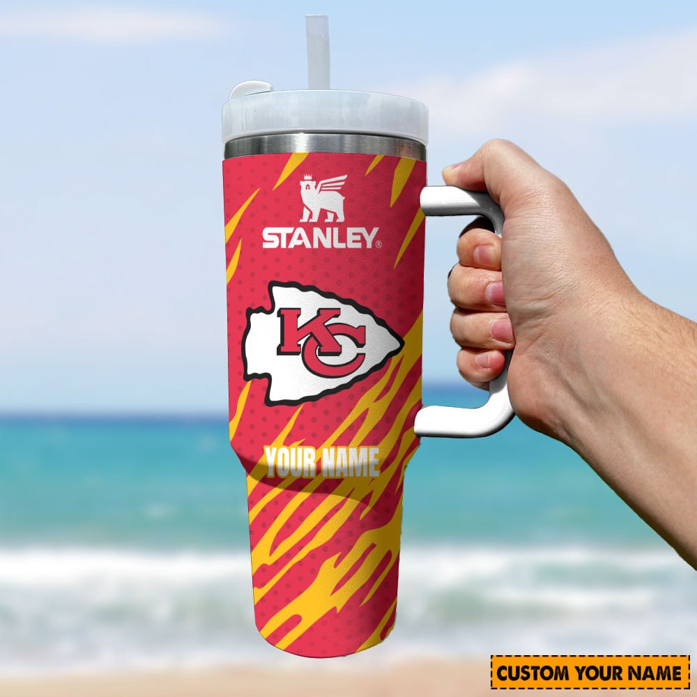 Custom Name Tumbler with Handle - Personalized KC Fan Gift - 40oz Vacuum Insulated - Image 3
