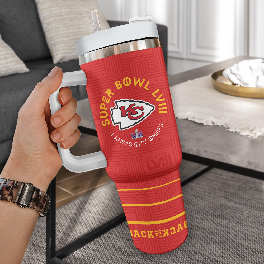 Customizable Kansas City Chiefs Super Bowl LVIII Champion Tumbler - 2024 Edition - Image 2