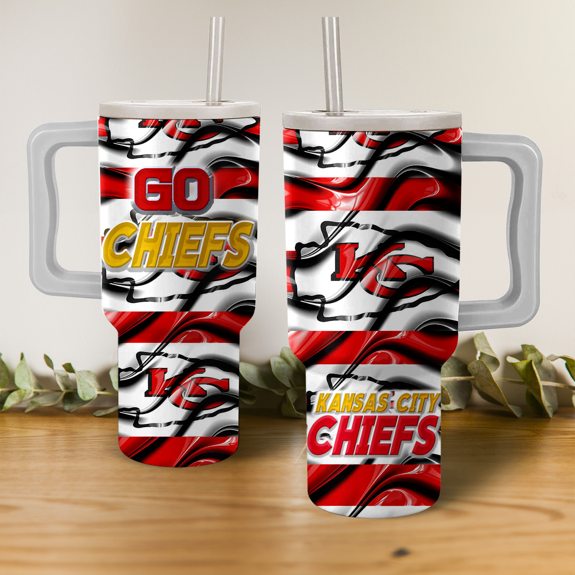 Go Chiefs! Insulated Tumbler with Handle & Straw - Show Your Team Spirit