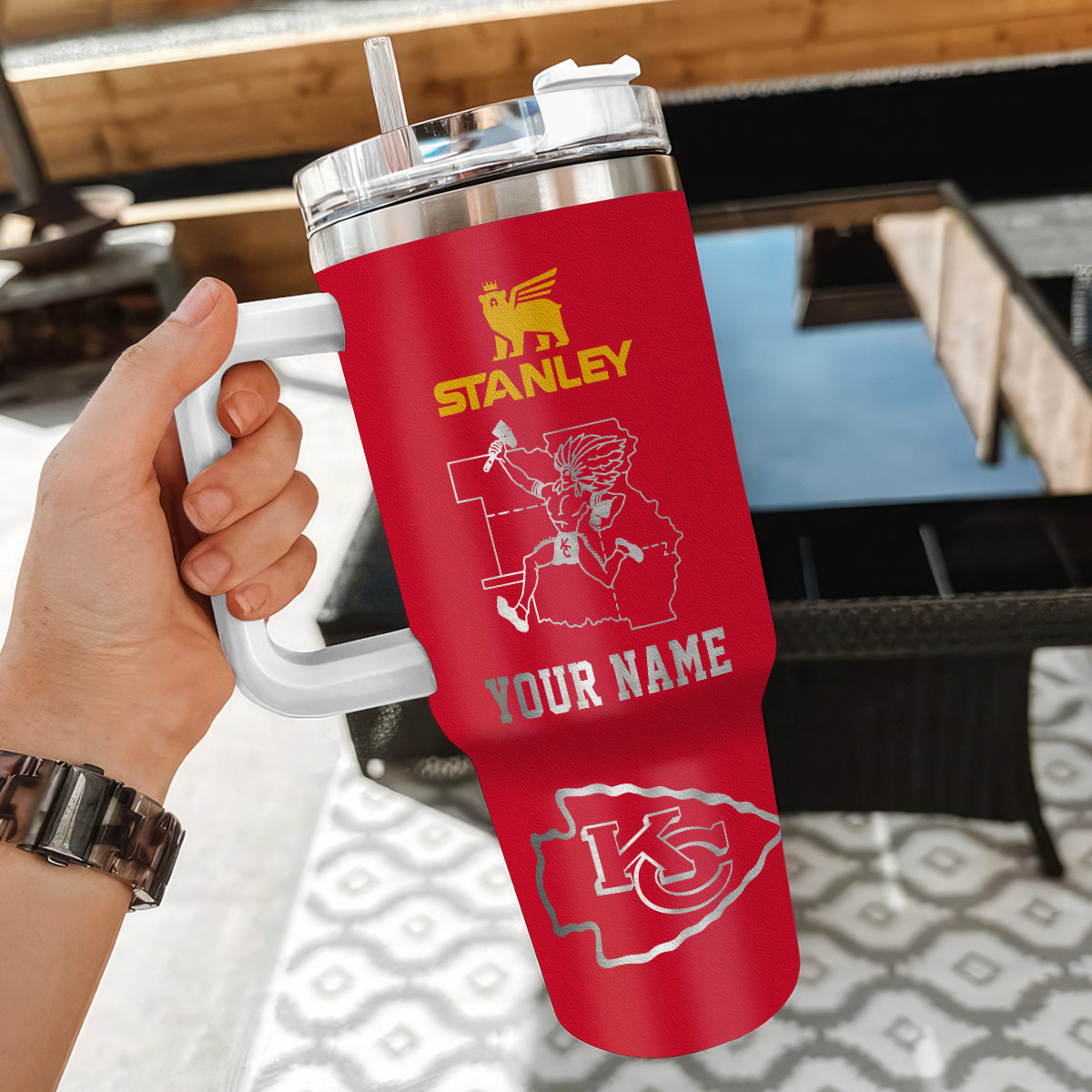 Custom Kansas City Chiefs Stanley Tumbler - Personalized Name - Image 3