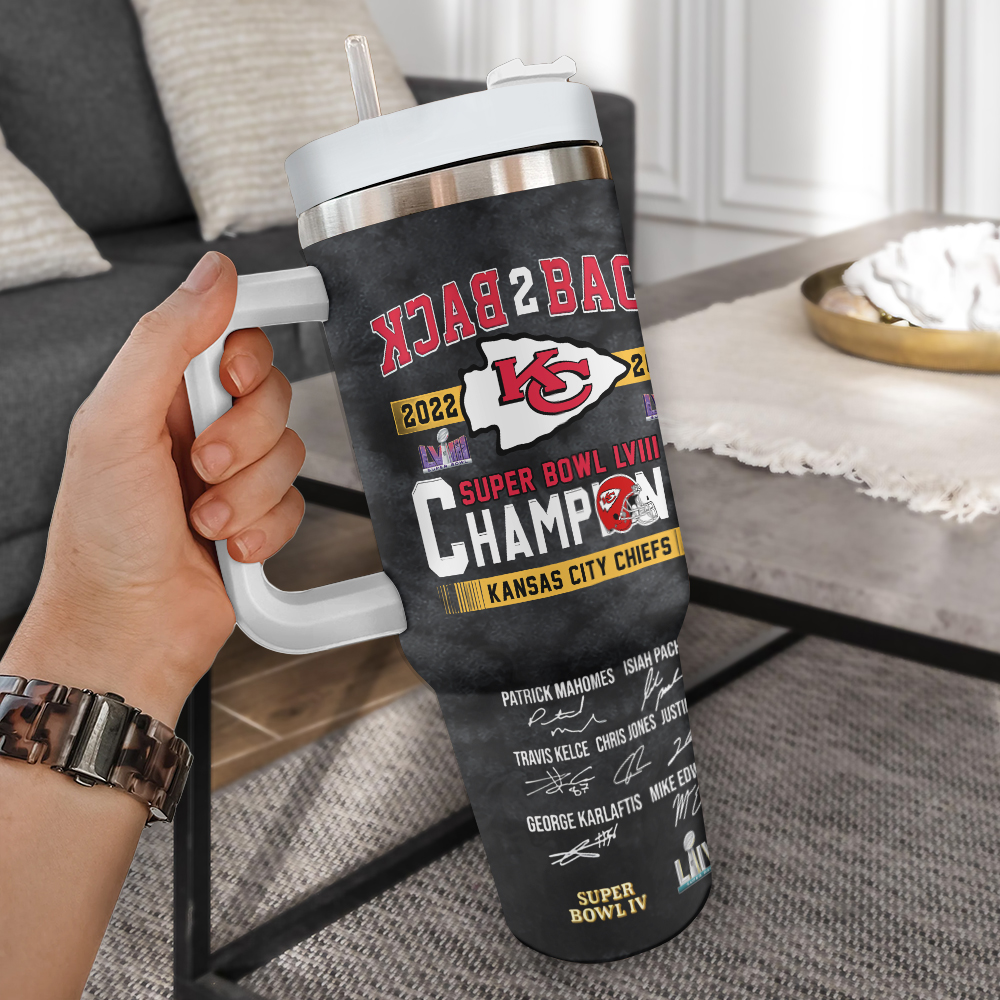 Kansas City Chiefs Super Bowl LVIII Champions Tumbler - Celebrate Back-to-Back Wins! - Image 2