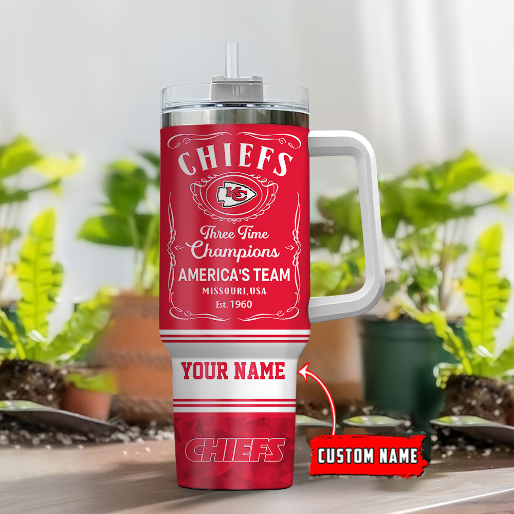 Customizable Chiefs Tumbler - Celebrate America's Team with Your Name - Image 2