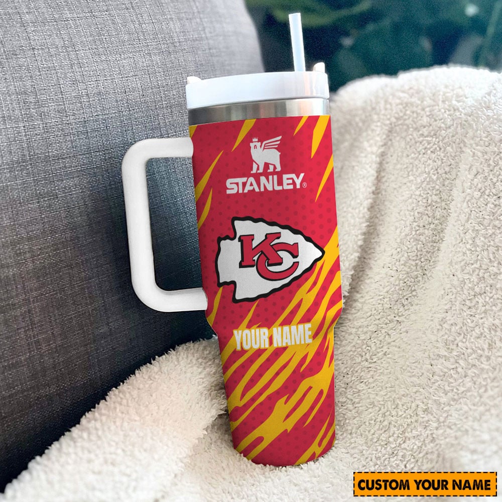 Custom Name Tumbler with Handle - Personalized KC Fan Gift - 40oz Vacuum Insulated - Image 2