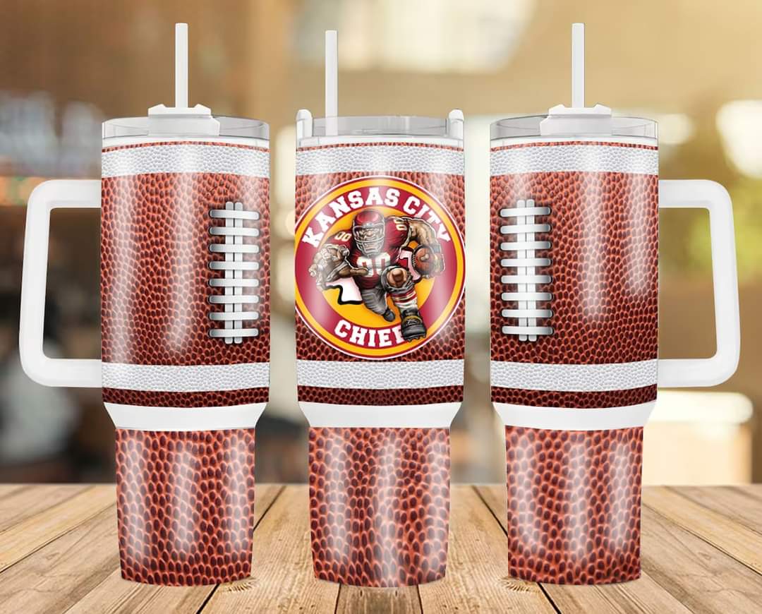 Football-Themed Tumbler Mug with Straw - Perfect for Sports Fans