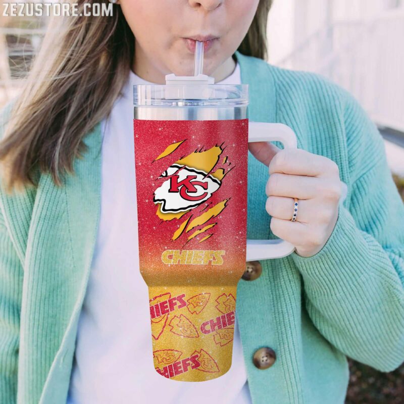 Customizable Kansas City Football Team Tumbler with Handle - Perfect for Fans - Image 2