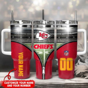 Customizable NFL Team Tumbler with Handle - Personalize with Your Name & Number!