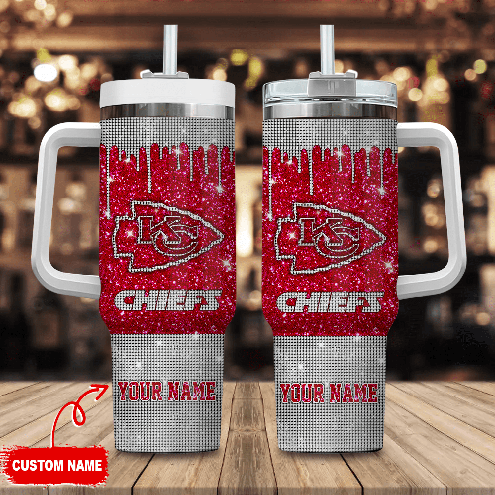 Custom Glitter Tumbler with Handle – Personalized Fan Design