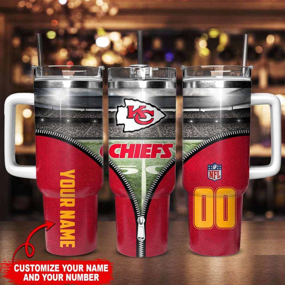 Customizable NFL Team Tumbler with Handle - Personalize with Your Name & Number! - Image 2