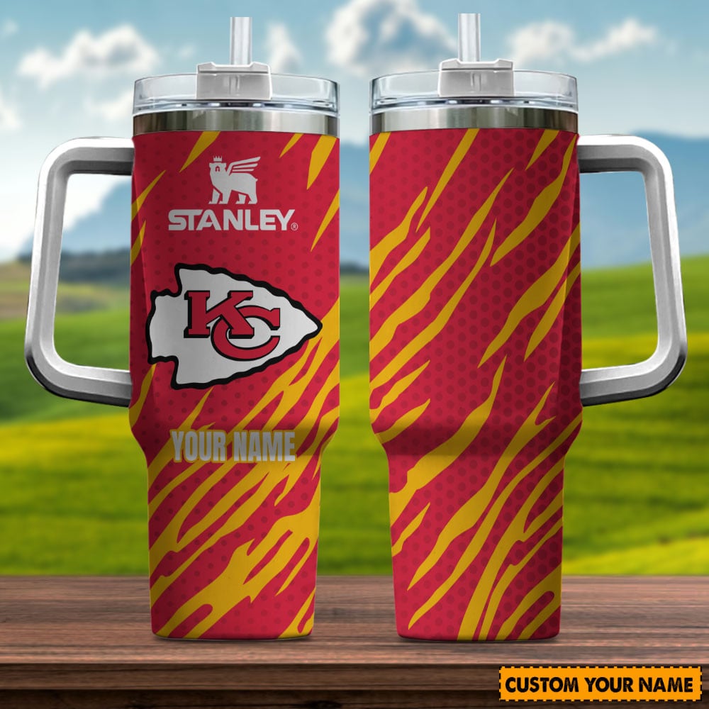 Custom Name Tumbler with Handle - Personalized KC Fan Gift - 40oz Vacuum Insulated